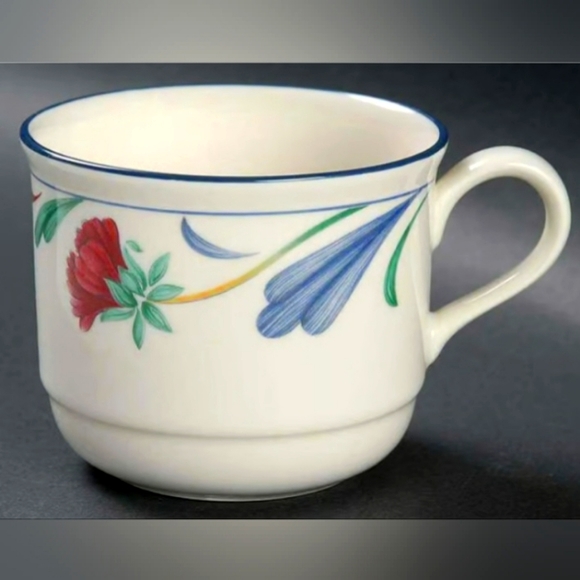 6 LENOX Poppies on Blue Teacups / CoffeeCups GUC - Picture 1 of 9
